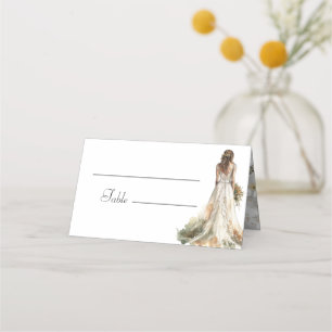 Moderne Elegante Braut im Hochzeitsgossen-Brautpar Platzkarte