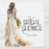 Moderne Elegante Braut im Hochzeitsgossen-Brautpar Weinetikett (Einzelnes Label)