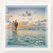 Moderne elegante Braut- und Groom-Foto-Hochzeitsfe Glasuntersetzer (Vorderseite)