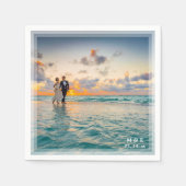 Moderne elegante Braut- und Groom-Foto-Hochzeitsfe Serviette (Vorderseite)