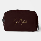 Moderne elegante Brown Gold Monogram Travel Cosmet Waschbeutel (Vorderseite)