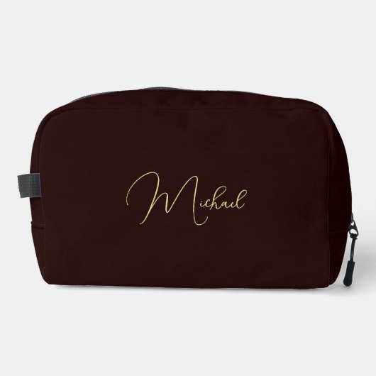 Moderne elegante Brown Gold Monogram Travel Cosmet Waschbeutel (Vorderseite)