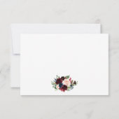 Moderne Elegante Burgund Blue Floral Wedding Gold RSVP Karte (Rückseite)