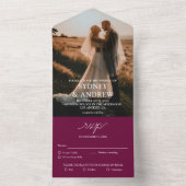 Moderne Elegante Burgund Foto UAWG Wedding All In One Einladung (Innen Boden)