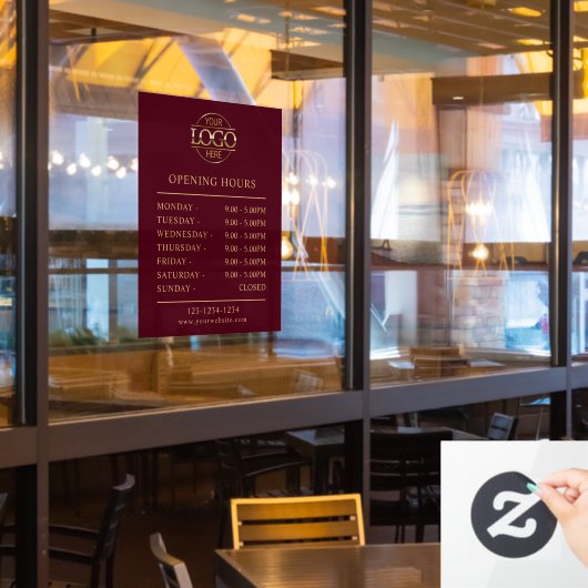 Moderne elegante Burgund Red Business Opening Stun Fensteraufkleber (Restaurantfenster)