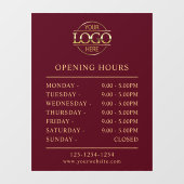 Moderne elegante Burgund Red Business Opening Stun Fensteraufkleber (Blatt)