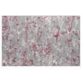 Moderne elegante Burgunder-Wildblumen auf Grau Stoff (Fat Quarter (45,7 x 55,9 cm))