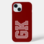Moderne elegante burgunderweiße Monogramm-Anfangsb Case-Mate iPhone Hülle (Rückseite)