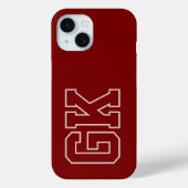 Moderne elegante burgunderweiße Monogramm-Initiale Case-Mate iPhone Hülle (Rückseite)