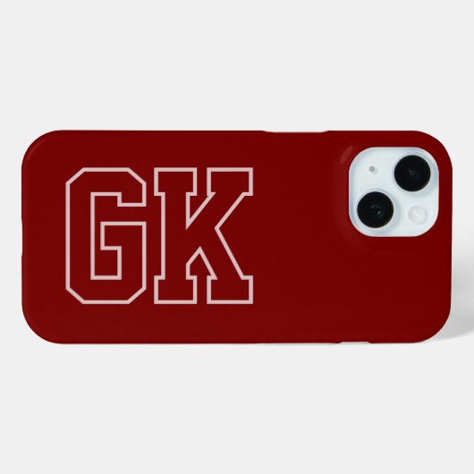 Moderne elegante burgunderweiße Monogramm-Initiale Case-Mate iPhone Hülle (Rückseite (Horizontal))