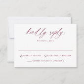 Moderne Elegante Burgundy Calligrafy Wedding RSVP Karte (Vorderseite)