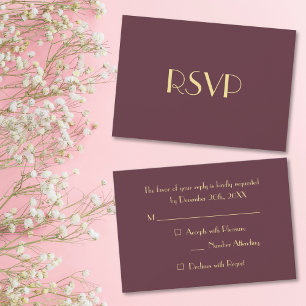 Moderne elegante Burgundy Gold UAWG Invitation Car RSVP Karte