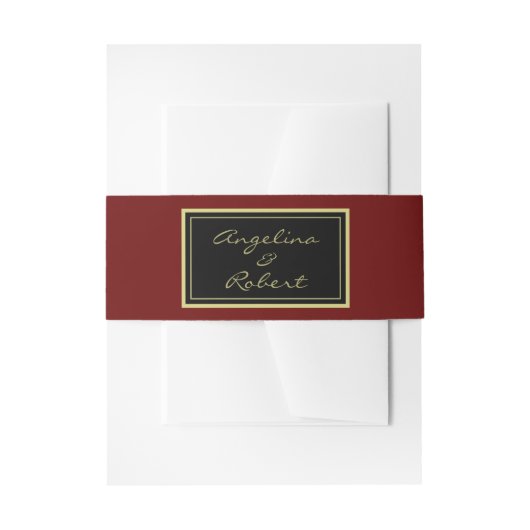 Moderne elegante Burgundy Red Gold Script Wedding Einladungsbanderole (Vorderseite Beispiel)