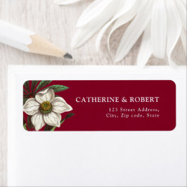 Moderne Elegante Burgundy Red White Christmas Rose