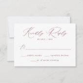 Moderne, elegante Burgundy Script Wedding RSVP Karte (Vorderseite)