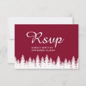 Moderne Elegante BurgundyWhite Winter Wedding RSVP Karte (Vorderseite)