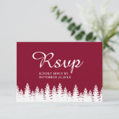 Moderne Elegante BurgundyWhite Winter Wedding RSVP Karte (Stehend Vorderseite)