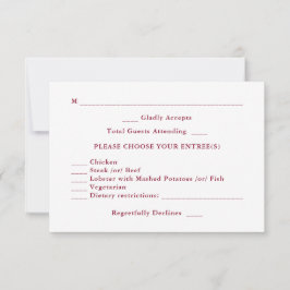 Moderne Elegante BurgundyWhite Winter Wedding RSVP Karte