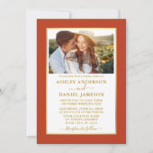 Moderne elegante Burnt Orange Gold Wedding Einladung (Vorderseite)