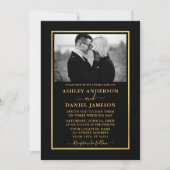 Moderne elegante BW Foto Gold Wedding Einladung (Vorderseite)