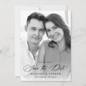 Moderne elegante Calligraphie 2 Foto QR Code Weddi Save The Date (Vorderseite)