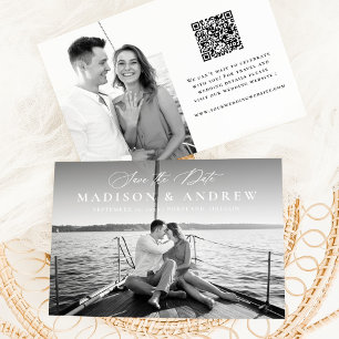 Moderne elegante Calligraphie 2 Foto QR Code Weddi Save The Date