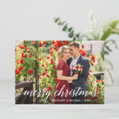 Moderne elegante Calligraphie Frohe Weihnachtskupp Feiertagskarte (Stehend Vorderseite)