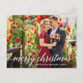 Moderne elegante Calligraphie Frohe Weihnachtskupp Postkarte (Vorderseite)