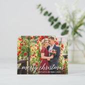 Moderne elegante Calligraphie Frohe Weihnachtskupp Postkarte (Stehend Vorderseite)