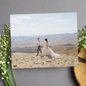 Moderne elegante Calligraphie Script-Foto Hochzeit Dankeskarte