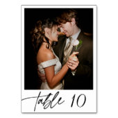Moderne elegante Calligraphie Script-Foto Hochzeit Tischnummer (Rückseite)