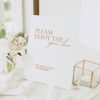 Moderne elegante Calligraphie White Open Bar Sockelschild