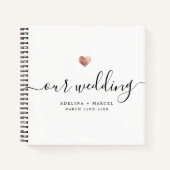 Moderne Elegante Calligraphy Rose Gold Wedding Gue Notizblock (Vorderseite)