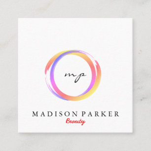 Moderne Elegante Champagne Abstrakt Beauty Stylist Quadratische Visitenkarte