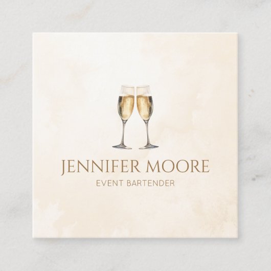 Moderne elegante Champagne Flute Brillen Custom Quadratische Visitenkarte (Vorderseite)