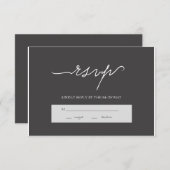 Moderne elegante Charcoal Wedding RSVP (Vorne/Hinten)
