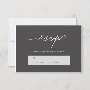 Moderne elegante Charcoal Wedding RSVP Karte