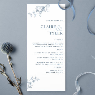Moderne Elegante Chic Blaue Hochzeit Menükarte
