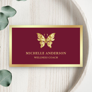 Moderne Elegante Chic Burgunder Goldfolie Schmette Visitenkarte