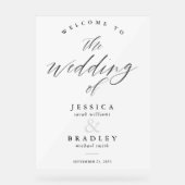 Moderne Elegante Chic Calligraphy Wedding Willkomm Acrylschild (Vorderseite)