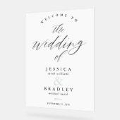 Moderne Elegante Chic Calligraphy Wedding Willkomm Acrylschild (Winkel)