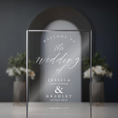 Moderne Elegante Chic Calligraphy Wedding Willkomm Acrylschild