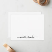 Moderne elegante Chic Couple Script Names Statione Mitteilungskarte (Vorderseite/Rückseite Beispiel)