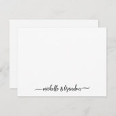 Moderne elegante Chic Couple Script Names Statione Mitteilungskarte (Vorne/Hinten)