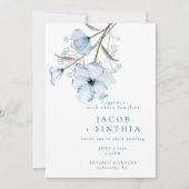 Moderne Elegante Chic Dusty Blue Wedding Einladung (Vorderseite)
