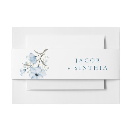 Moderne Elegante Chic Dusty Blue Wedding Einladungsbanderole (Vorderseite Beispiel)