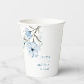 Moderne Elegante Chic Dusty Blue Wedding Pappbecher (Vorderseite)