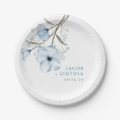 Moderne Elegante Chic Dusty Blue Wedding Pappteller (Vorderseite)