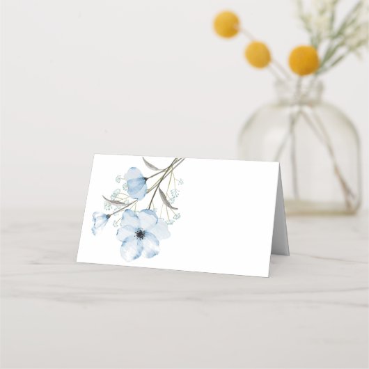 Moderne Elegante Chic Dusty Blue Wedding Platzkarte (Vorderseite)