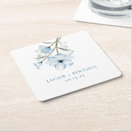 Moderne Elegante Chic Dusty Blue Wedding Rechteckiger Pappuntersetzer